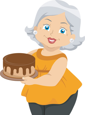 A woman with a homemade cake