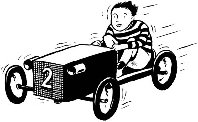 A boy in a car