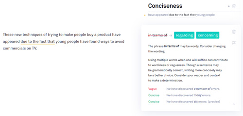 Grammarly Wordy sentences