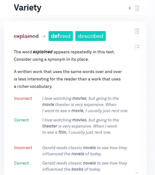 Grammarly Repetitive words