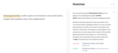 Grammarly Misplaced modifiers