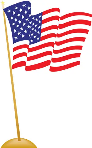the American flag on a pole