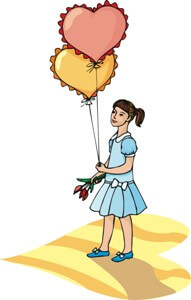 A girl with balloons