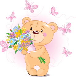 bear with flowers