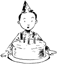 Un niño con una torta de cumpleaños