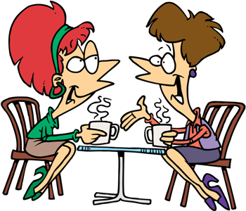 two women talking