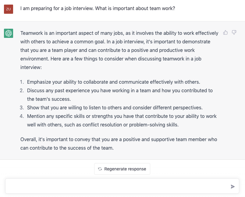 ChatGPT example