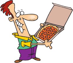 hombre con pizza