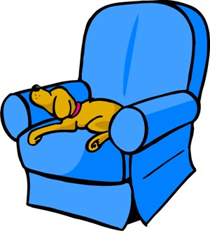 a dog on an armchair