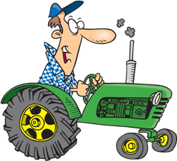 a farmer on his tractor