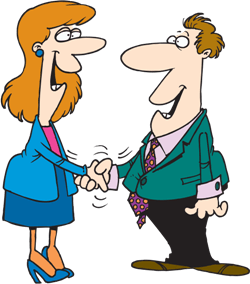 a man and woman shaking hands