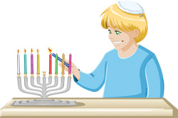 
The Jewish ritual of lighting candles on Hanukkah.