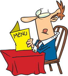 man looking at a menu