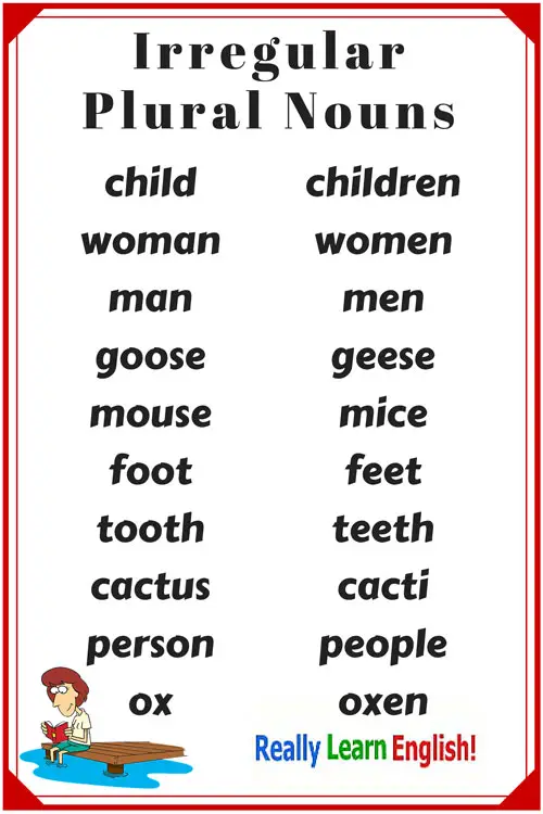 irregular plural nouns chart