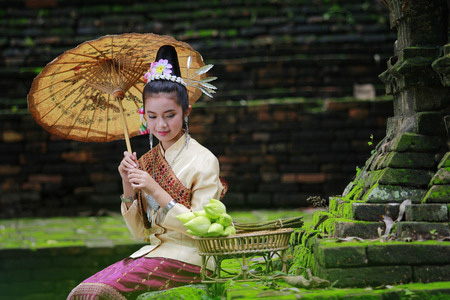 Lao girl with national costumes