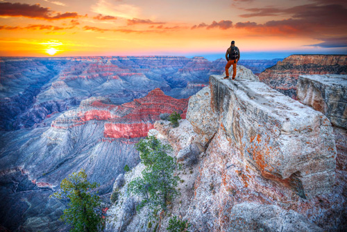 A man in the Grand Canyon