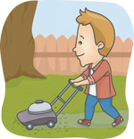 Mowing the lawn