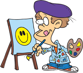 a boy painting a picture