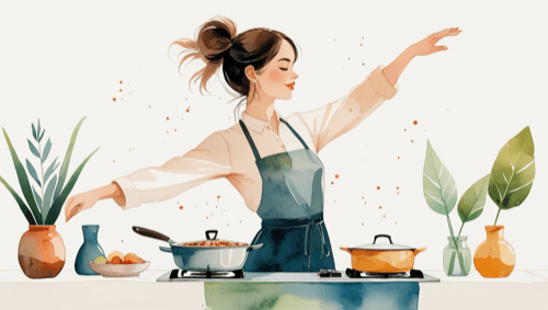 a woman at the kitchen