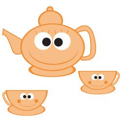 teapot and teacups