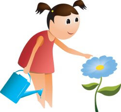 girl watering a flower