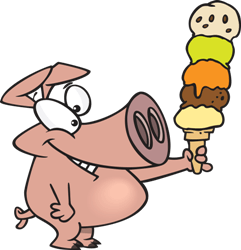 pig eating ice-cream