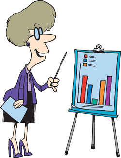 A woman showing a graph