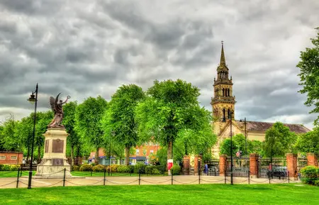 View of Elmwood Church from Queen's University of Belfast - Northern Ireland