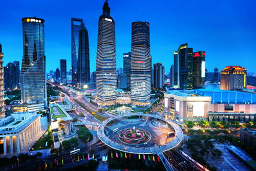 Shanghai night view from the oriental pearl tower