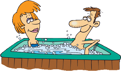 a man and a woman in a hot tub