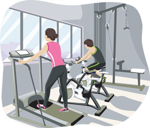 stationary bikes at the gym