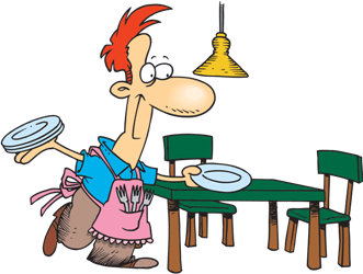 He put the plates on the table.