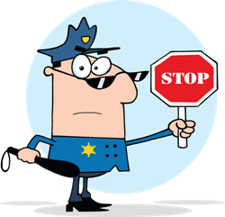 a traffic officer with a stop sign