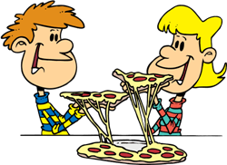 kids eating pizza