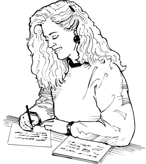 A woman writing a letter