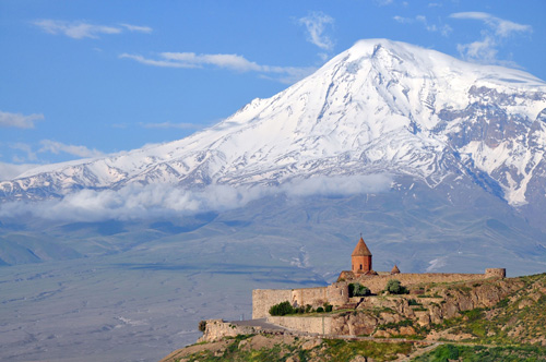 Ararat with khor Virap monastery in Armenia